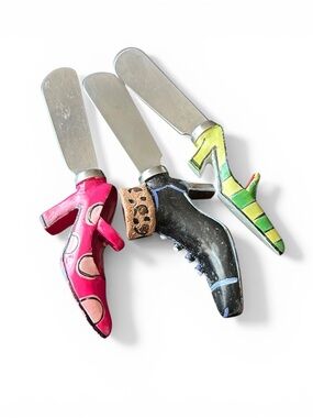 Vintage Kitschy High Heel Cheese Spreaders Charcuterie Board Accessories Set 3